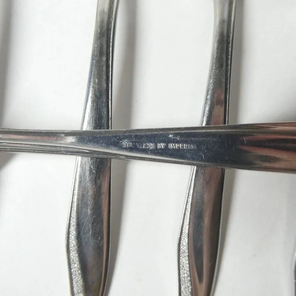 Imperial IMI50 Textured Stainless Flatware Lot Vintage 15pcs MCM